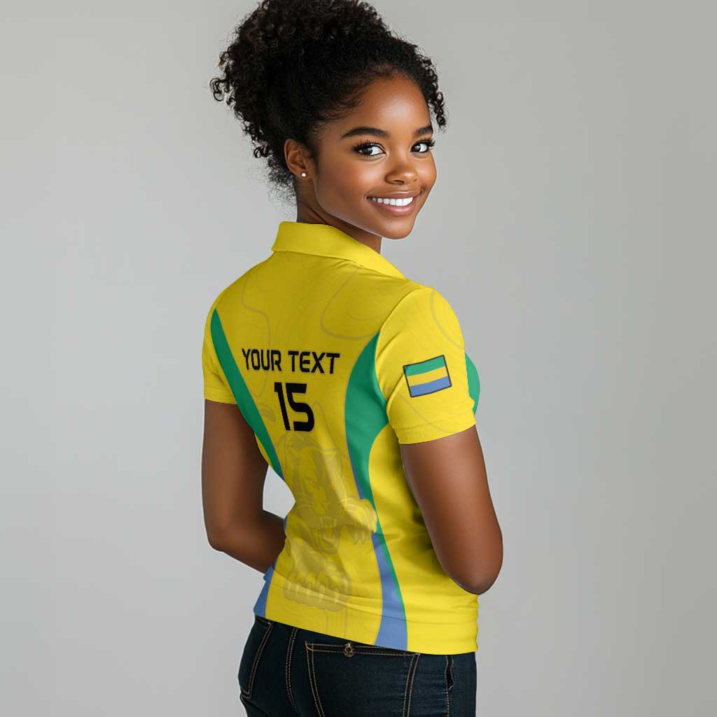 Custom Gabon Football Women Polo Shirt Go Champions Les Pantheres - Wonder Print Shop