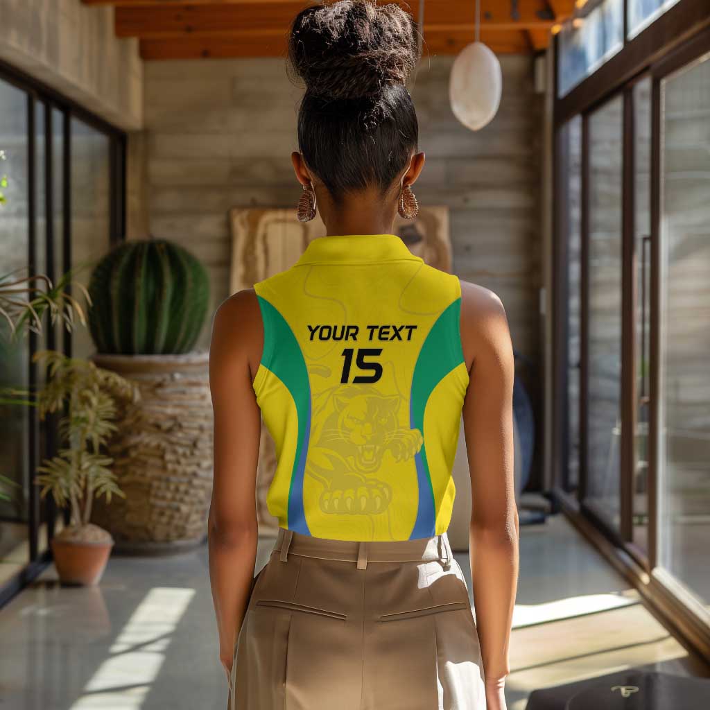 Custom Gabon Football Women Sleeveless Polo Shirt Go Champions Les Pantheres - Wonder Print Shop