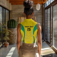 Custom Gabon Football Women Sleeveless Polo Shirt Go Champions Les Pantheres - Wonder Print Shop