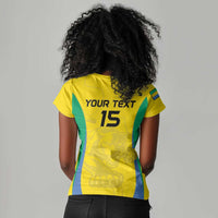 Custom Gabon Football Women V-Neck T-Shirt Go Champions Les Pantheres - Wonder Print Shop