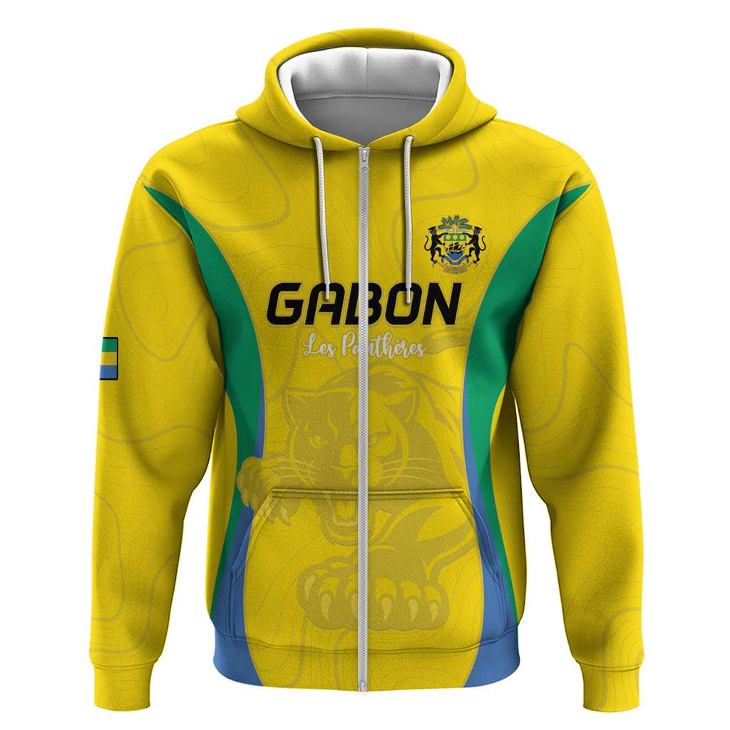 Custom Gabon Football Zip Hoodie Go Champions Les Pantheres - Wonder Print Shop