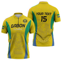 Custom Gabon Football Zipper Polo Shirt Go Champions Les Pantheres - Wonder Print Shop