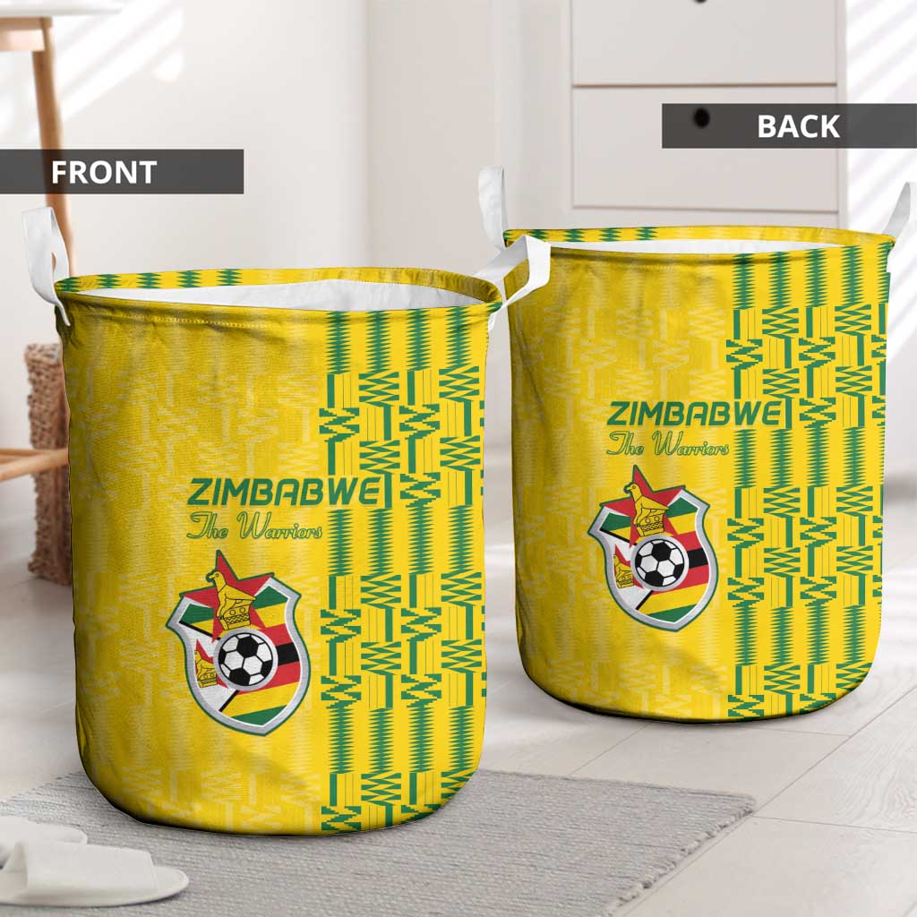 Zimbabwe Football Laundry Basket Come On Warriors - Kente Pattern - Wonder Print Shop