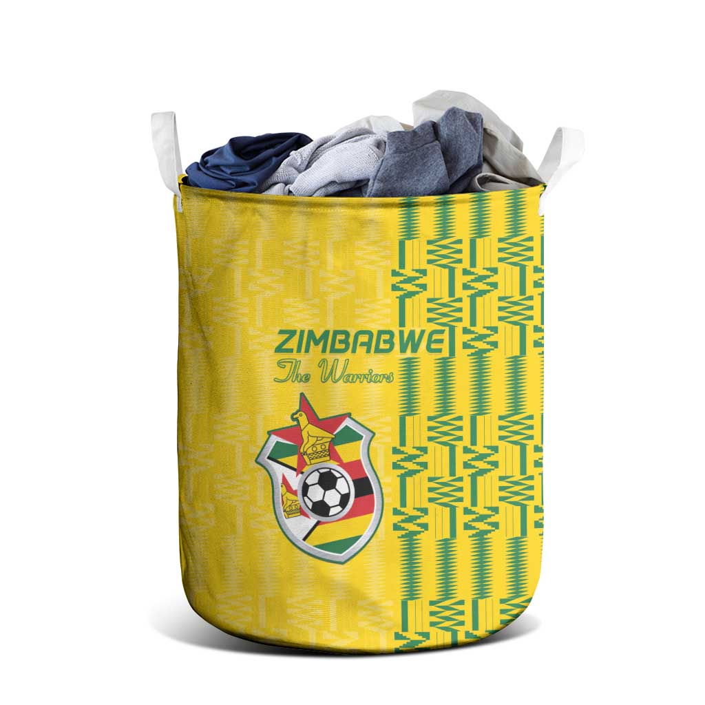 Zimbabwe Football Laundry Basket Come On Warriors - Kente Pattern - Wonder Print Shop