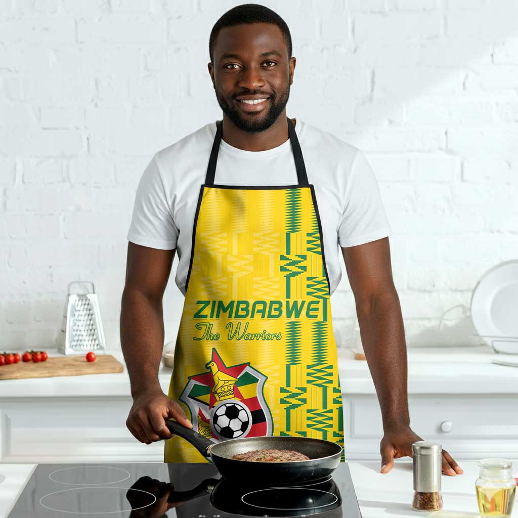 Zimbabwe Football Apron Come On Warriors - Kente Pattern - Wonder Print Shop