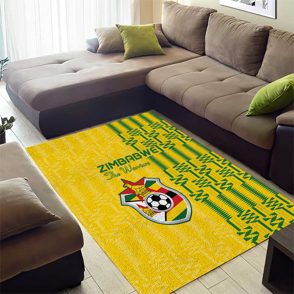 Zimbabwe Football Area Rug Come On Warriors - Kente Pattern - Wonder Print Shop
