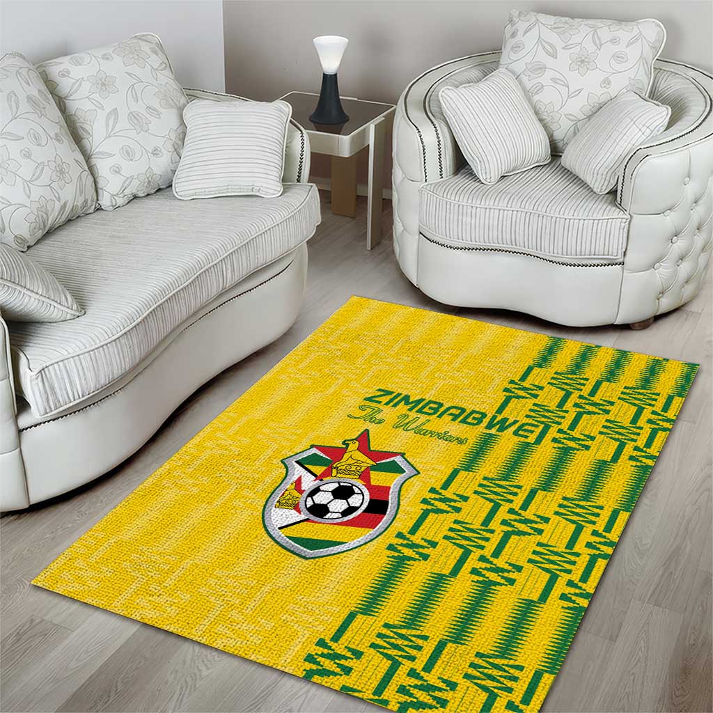 Zimbabwe Football Area Rug Come On Warriors - Kente Pattern - Wonder Print Shop