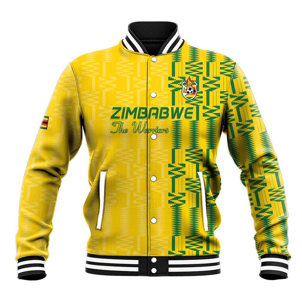 Custom Zimbabwe Football Baseball Jacket Come On Warriors - Kente Pattern - Wonder Print Shop