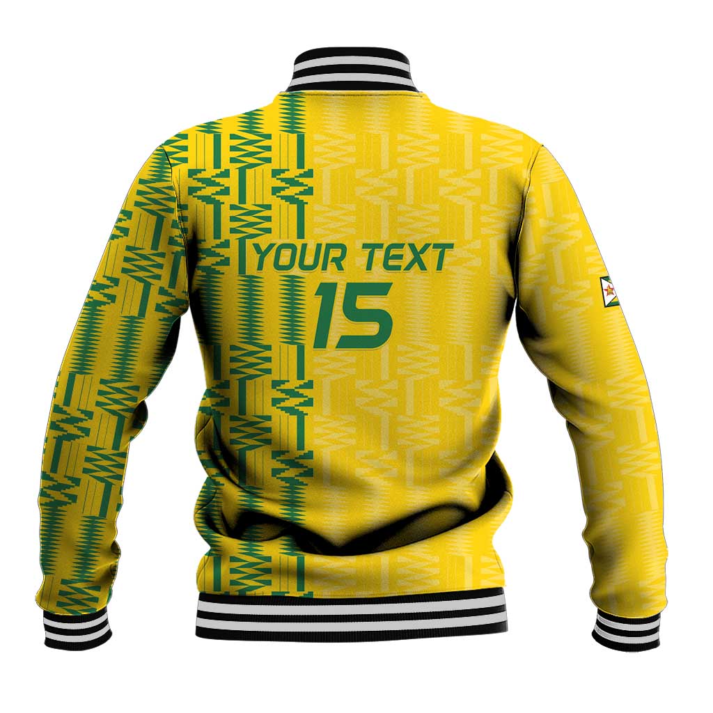 Custom Zimbabwe Football Baseball Jacket Come On Warriors - Kente Pattern - Wonder Print Shop