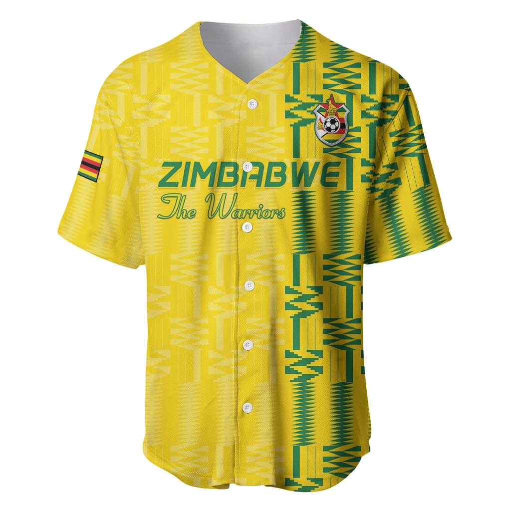 Custom Zimbabwe Football Baseball Jersey Come On Warriors - Kente Pattern - Wonder Print Shop