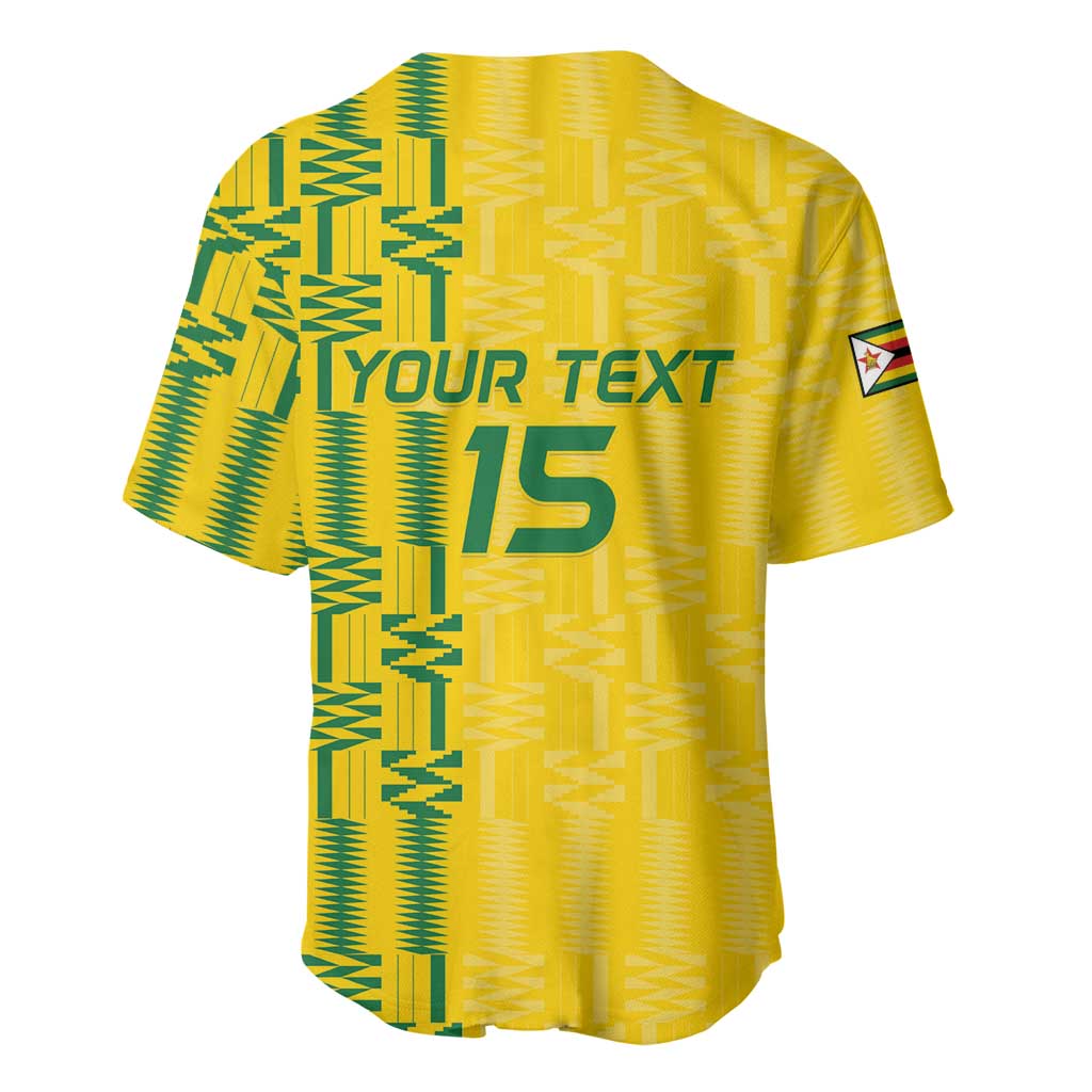Custom Zimbabwe Football Baseball Jersey Come On Warriors - Kente Pattern - Wonder Print Shop