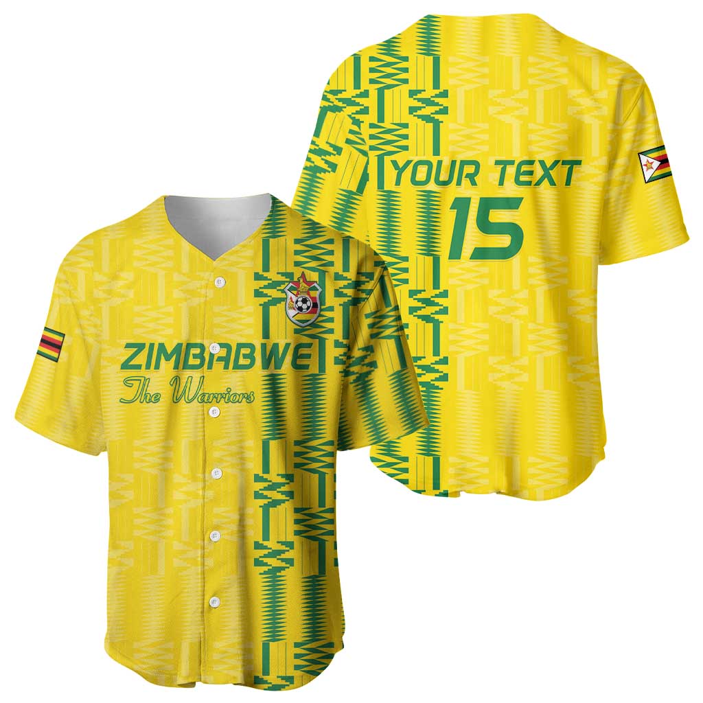 Custom Zimbabwe Football Baseball Jersey Come On Warriors - Kente Pattern - Wonder Print Shop