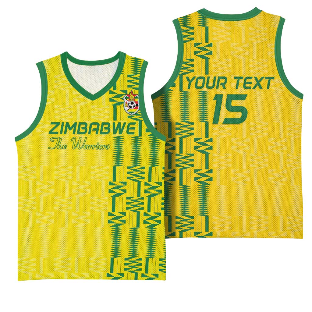 Custom Zimbabwe Football Basketball Jersey Come On Warriors - Kente Pattern - Wonder Print Shop