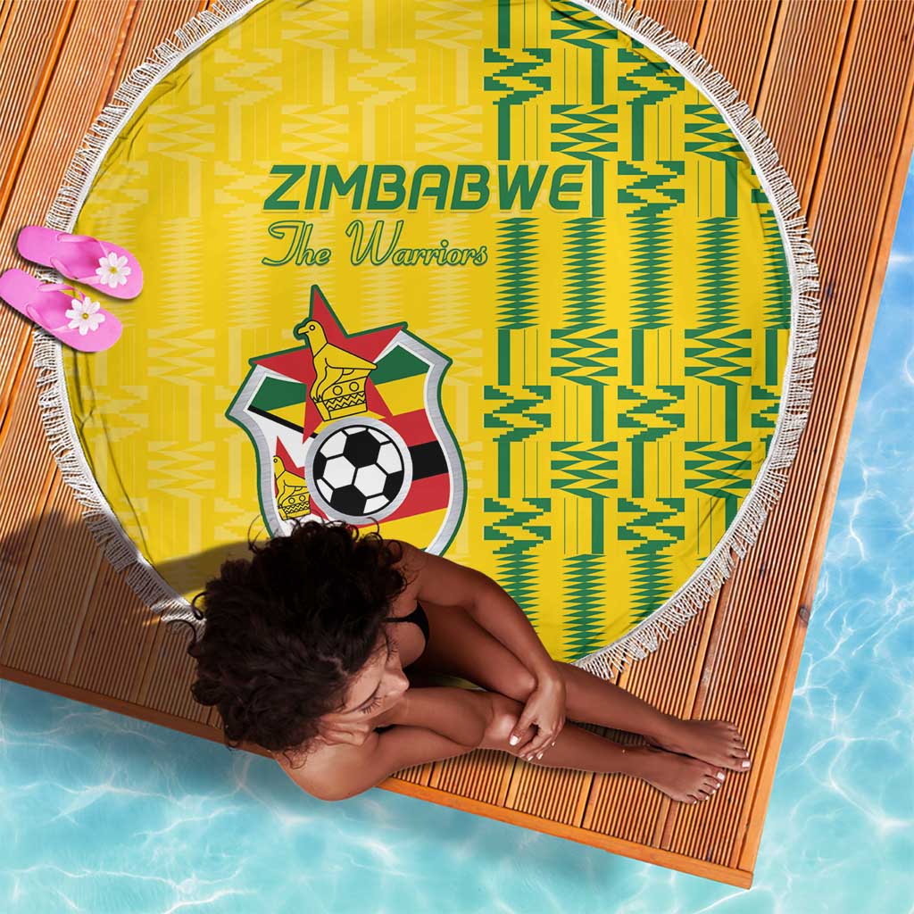 Zimbabwe Football Beach Blanket Come On Warriors - Kente Pattern - Wonder Print Shop