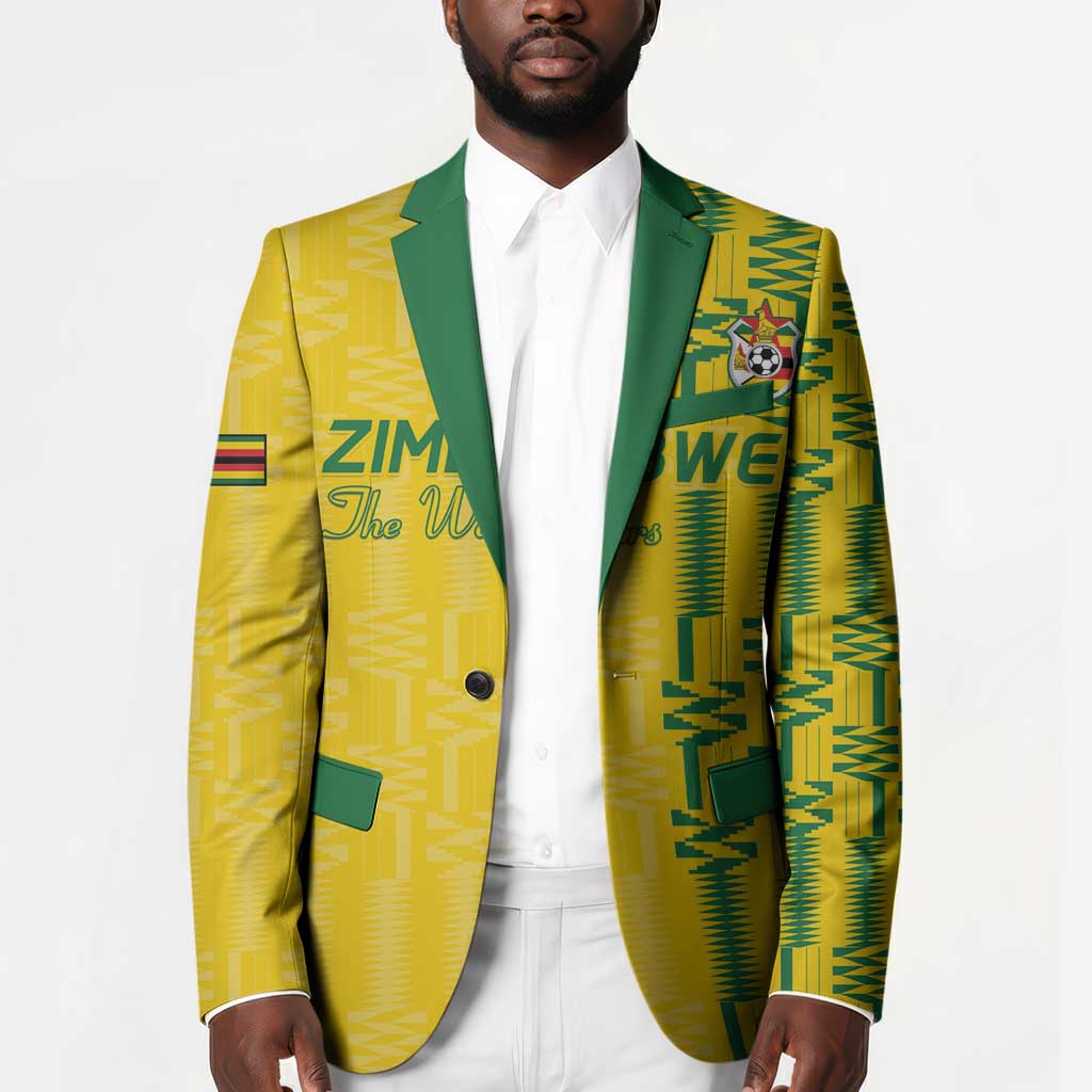 Custom Zimbabwe Football Blazer Come On Warriors - Kente Pattern - Wonder Print Shop