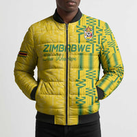 Custom Zimbabwe Football Bomber Puffer Jacket Come On Warriors - Kente Pattern - Wonder Print Shop