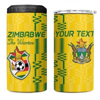 Custom Zimbabwe Football 4 in 1 Can Cooler Tumbler Come On Warriors - Kente Pattern - Wonder Print Shop