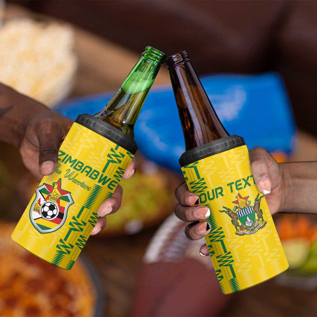 Custom Zimbabwe Football 4 in 1 Can Cooler Tumbler Come On Warriors - Kente Pattern - Wonder Print Shop