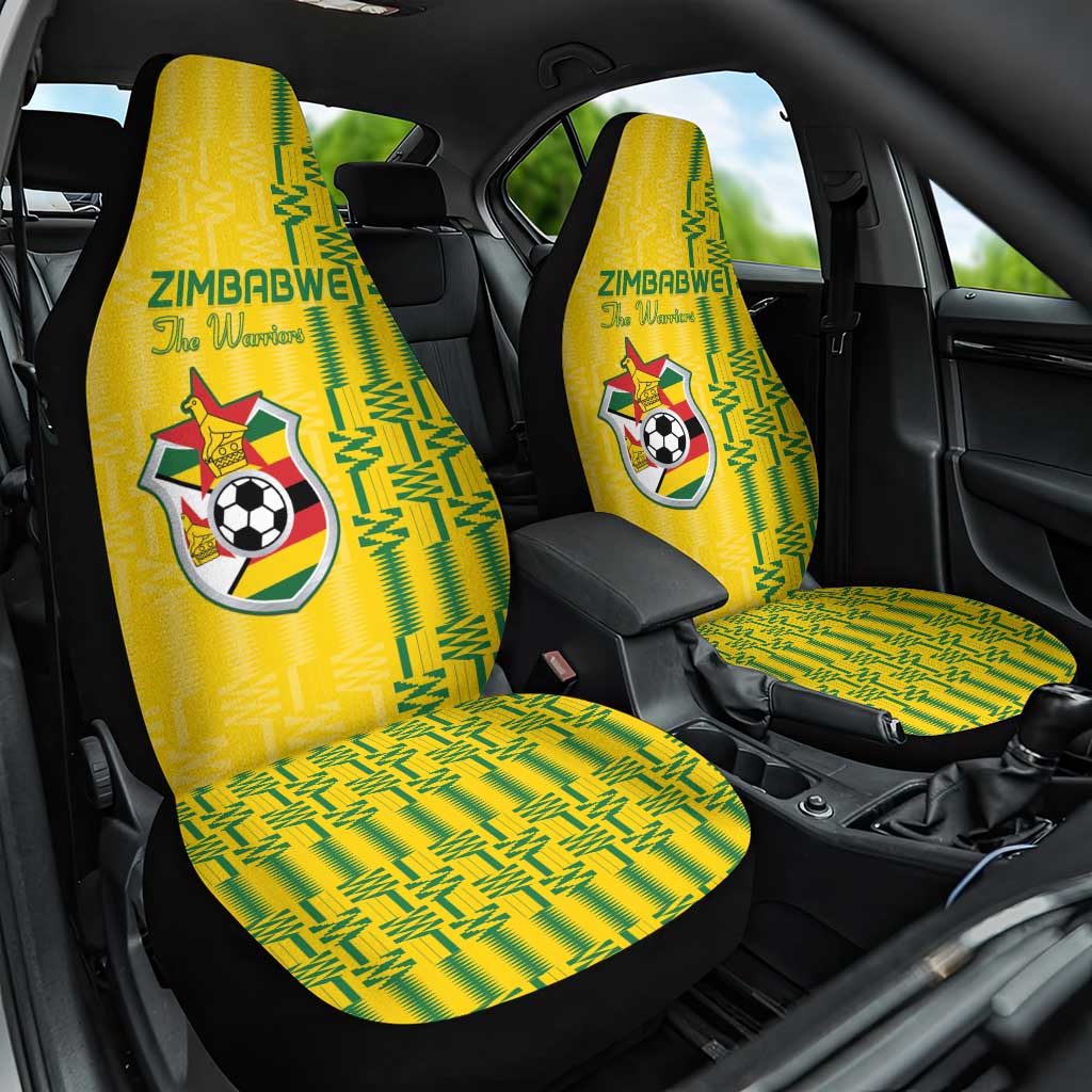 Zimbabwe Football Car Seat Cover Come On Warriors - Kente Pattern - Wonder Print Shop
