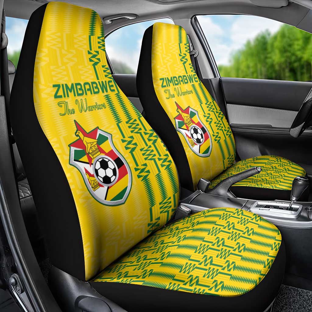 Zimbabwe Football Car Seat Cover Come On Warriors - Kente Pattern - Wonder Print Shop