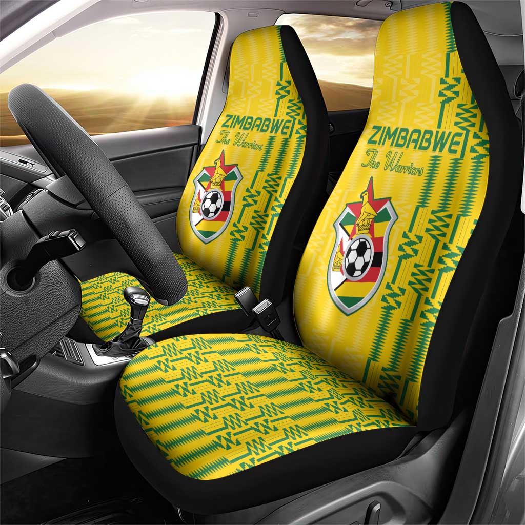 Zimbabwe Football Car Seat Cover Come On Warriors - Kente Pattern - Wonder Print Shop