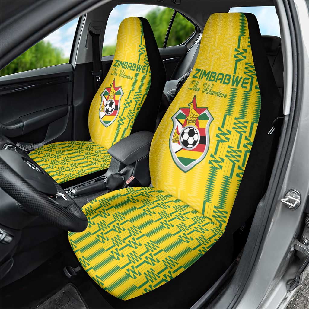 Zimbabwe Football Car Seat Cover Come On Warriors - Kente Pattern - Wonder Print Shop