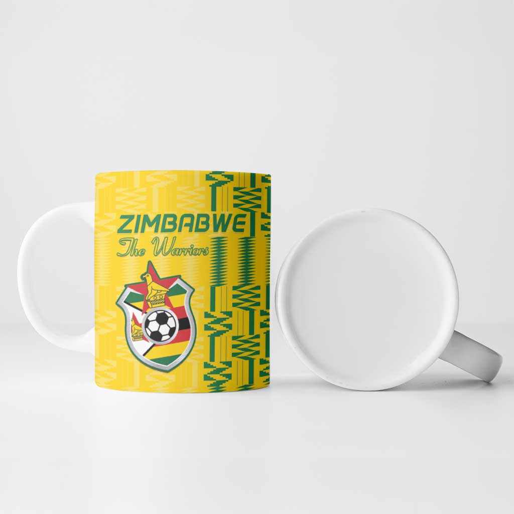 Custom Zimbabwe Football Ceramic Mug Come On Warriors - Kente Pattern - Wonder Print Shop
