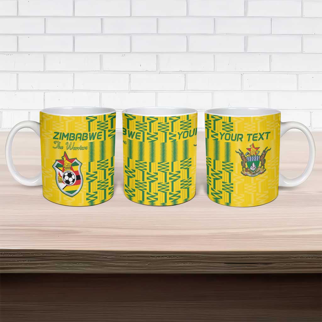 Custom Zimbabwe Football Ceramic Mug Come On Warriors - Kente Pattern - Wonder Print Shop