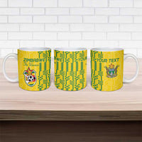 Custom Zimbabwe Football Ceramic Mug Come On Warriors - Kente Pattern - Wonder Print Shop