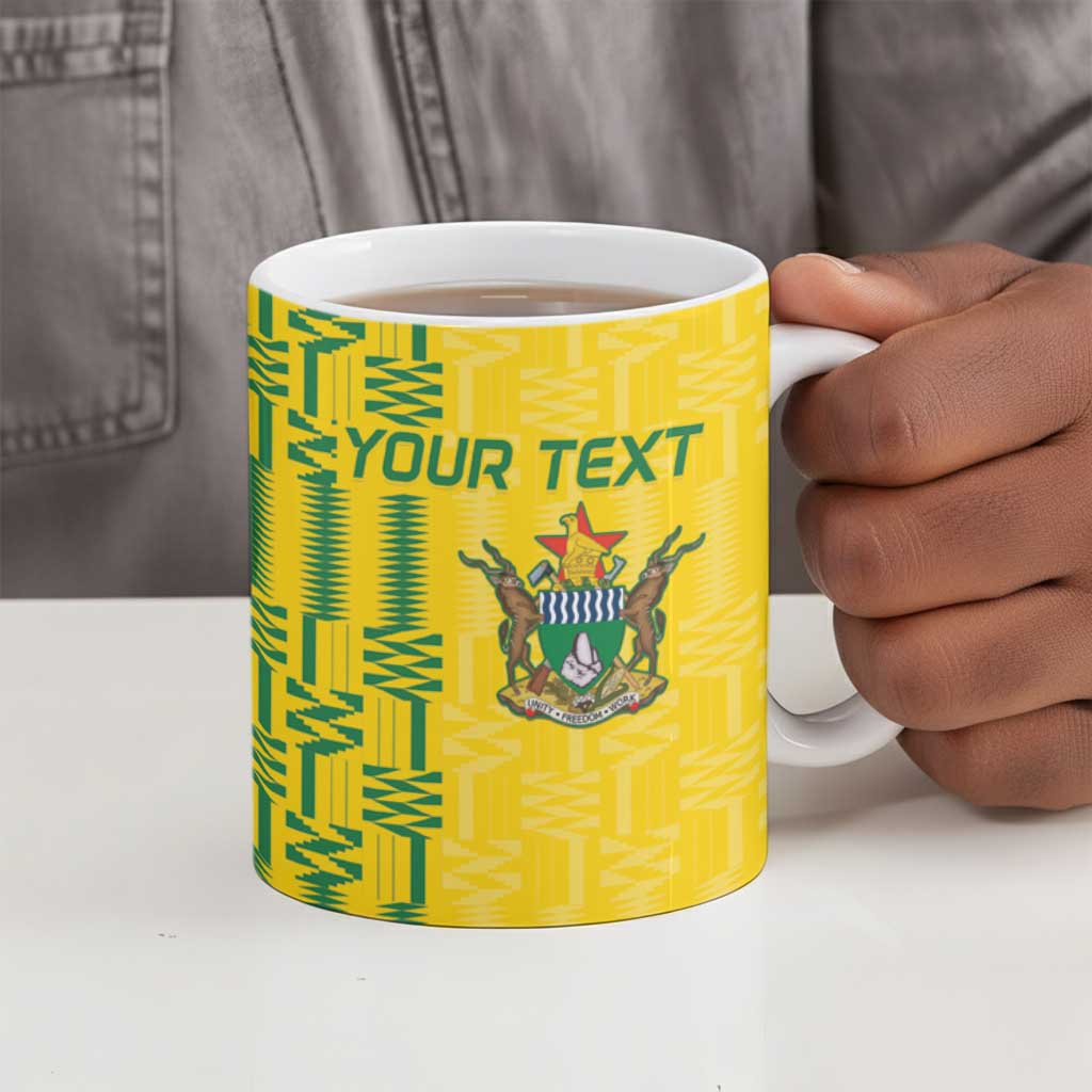 Custom Zimbabwe Football Ceramic Mug Come On Warriors - Kente Pattern - Wonder Print Shop
