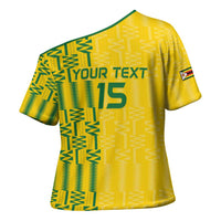 Custom Zimbabwe Football Cross Shoulder Shirt Come On Warriors - Kente Pattern - Wonder Print Shop