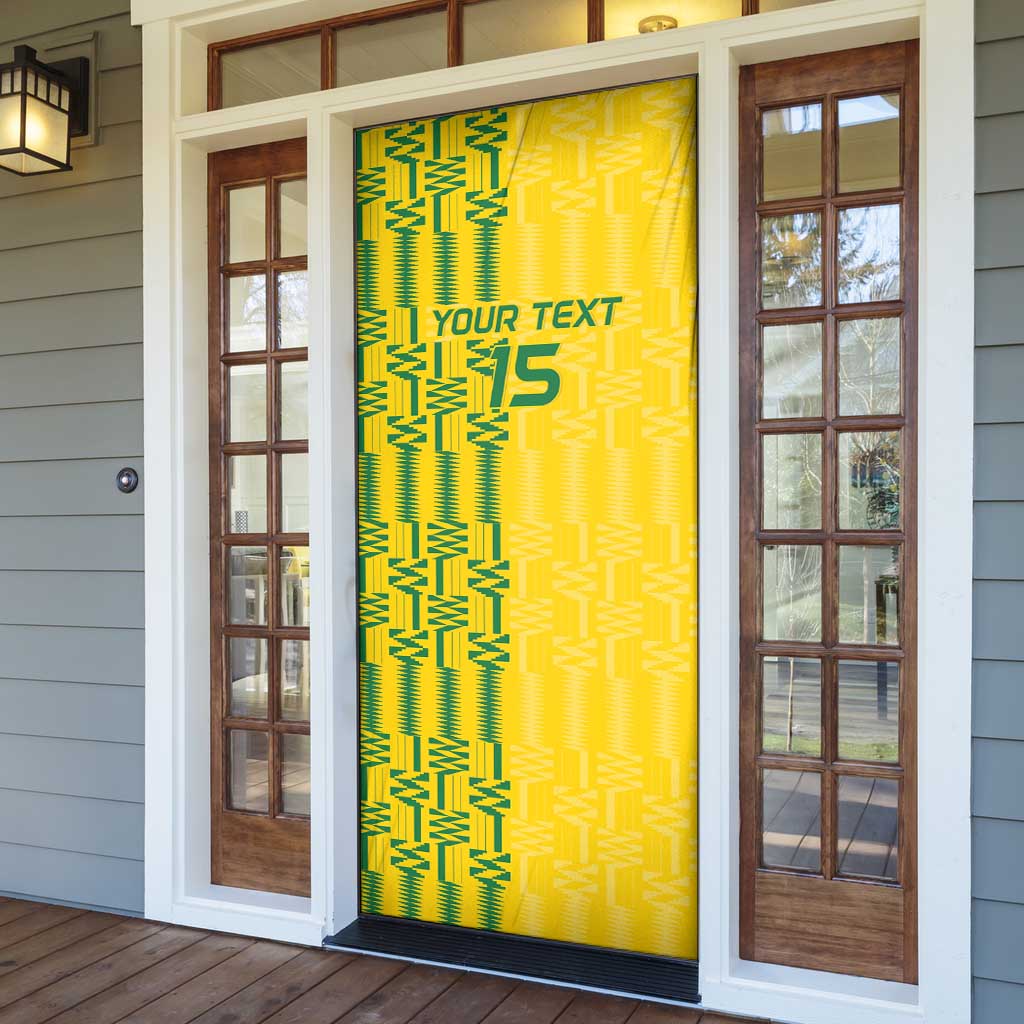 Custom Zimbabwe Football Door Cover Come On Warriors - Kente Pattern - Wonder Print Shop