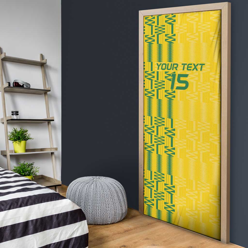 Custom Zimbabwe Football Door Cover Come On Warriors - Kente Pattern - Wonder Print Shop