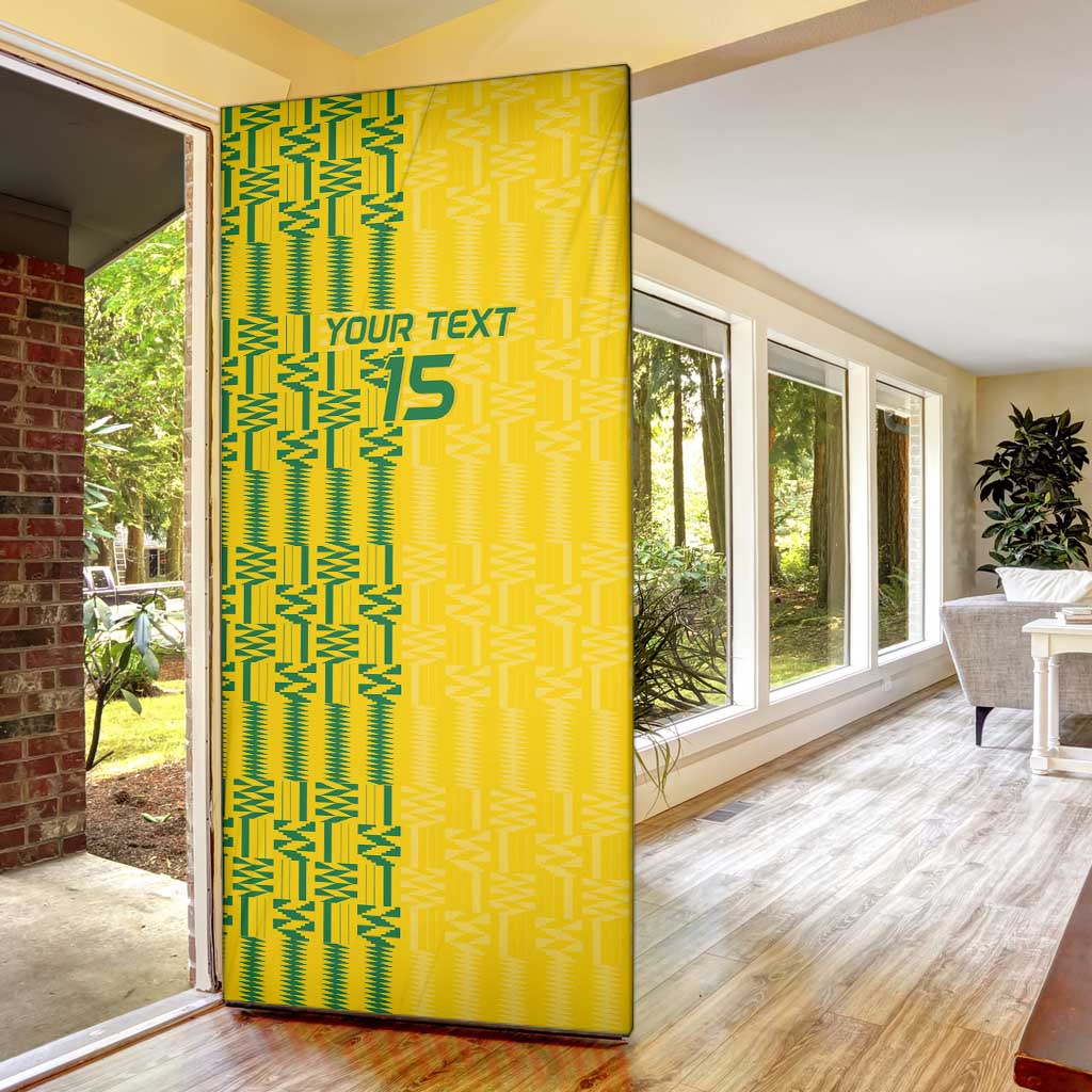 Custom Zimbabwe Football Door Cover Come On Warriors - Kente Pattern - Wonder Print Shop