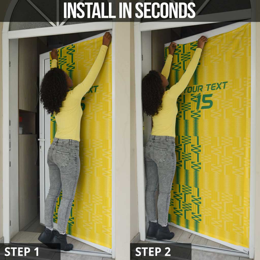 Custom Zimbabwe Football Door Cover Come On Warriors - Kente Pattern - Wonder Print Shop