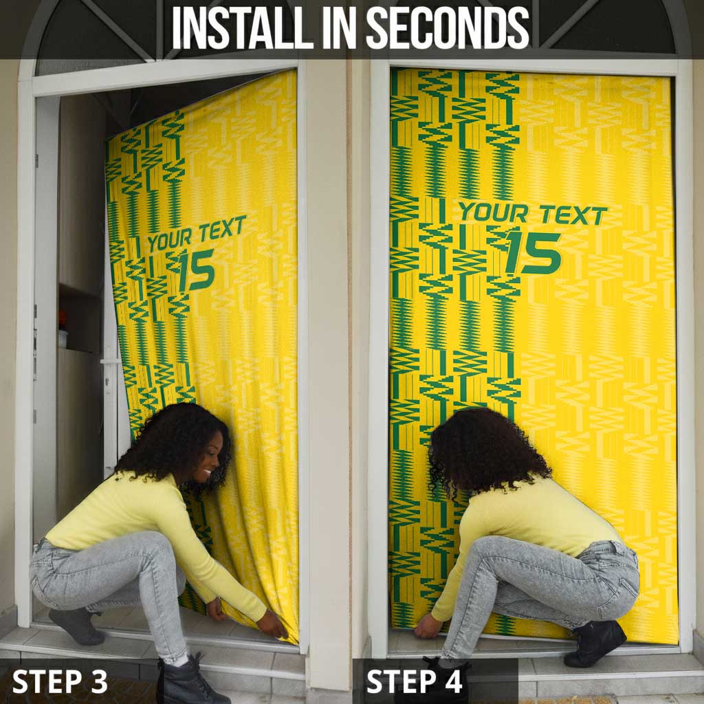 Custom Zimbabwe Football Door Cover Come On Warriors - Kente Pattern - Wonder Print Shop