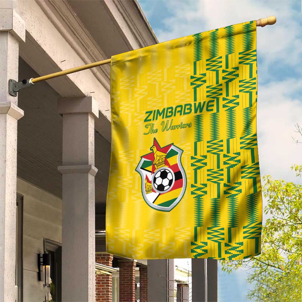Zimbabwe Football Garden Flag Come On Warriors - Kente Pattern - Wonder Print Shop