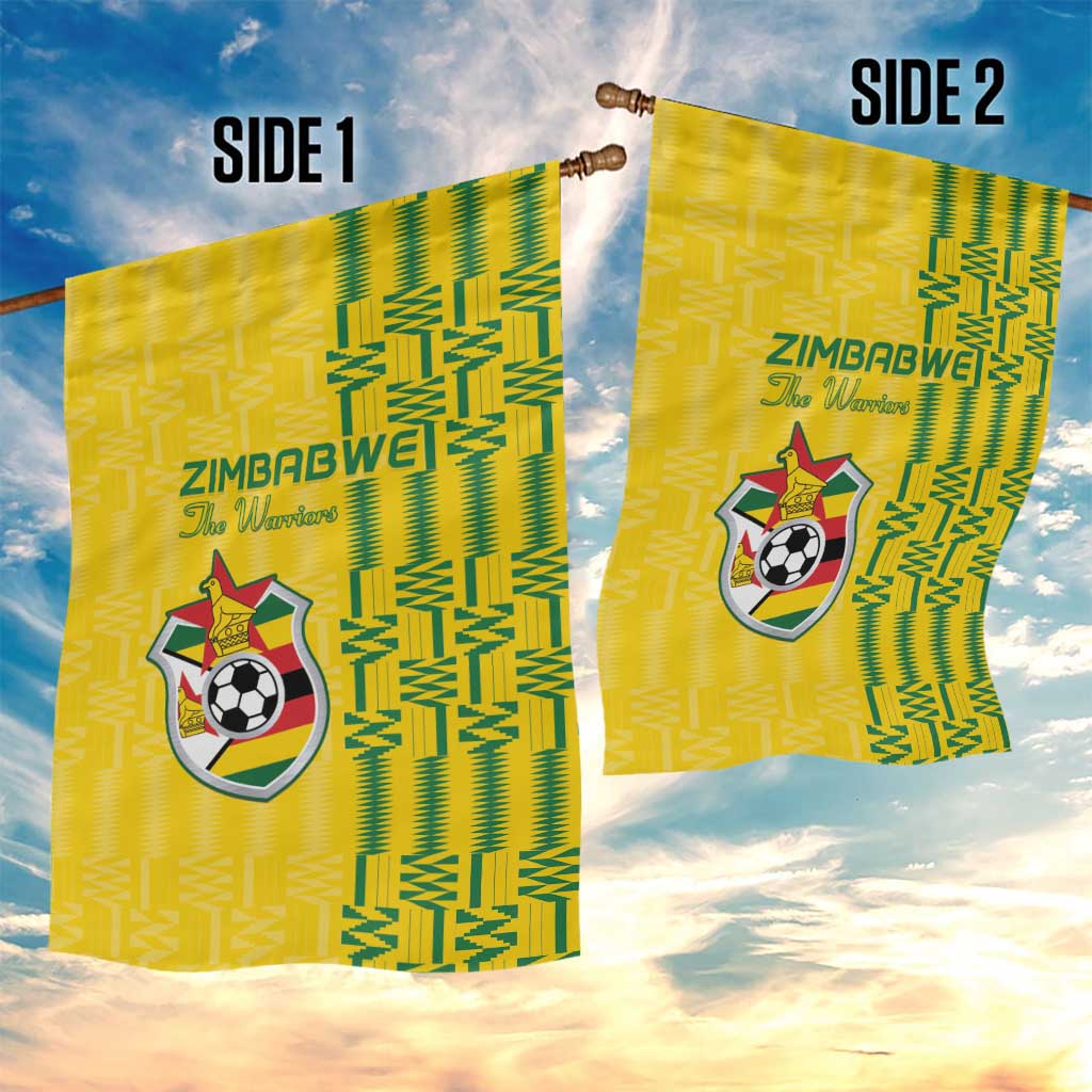 Zimbabwe Football Garden Flag Come On Warriors - Kente Pattern - Wonder Print Shop