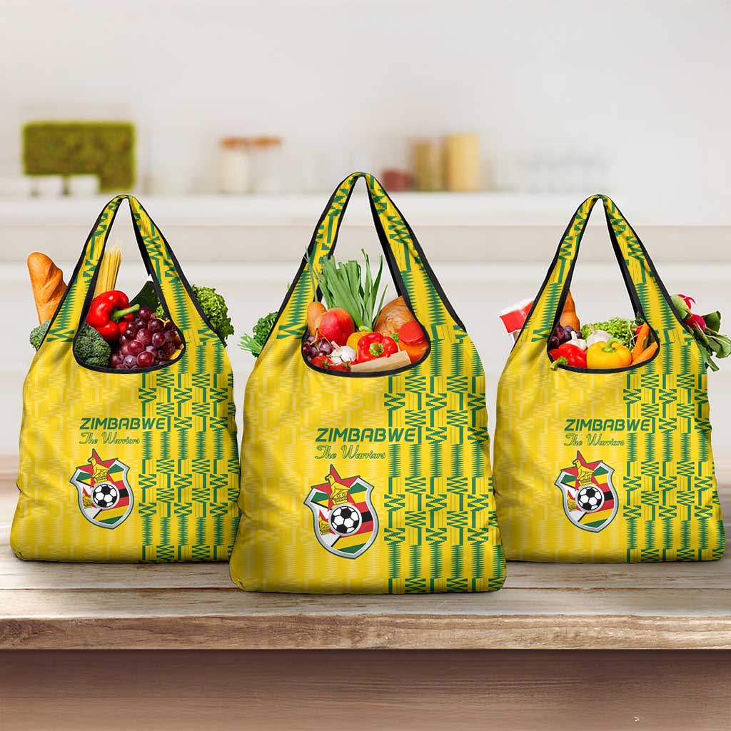 Zimbabwe Football Grocery Bag Come On Warriors - Kente Pattern - Wonder Print Shop