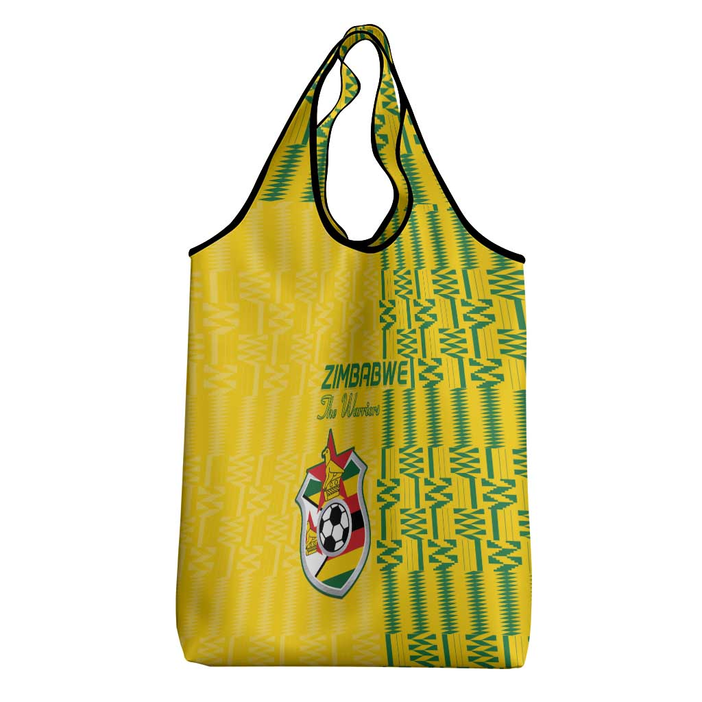 Zimbabwe Football Grocery Bag Come On Warriors - Kente Pattern - Wonder Print Shop