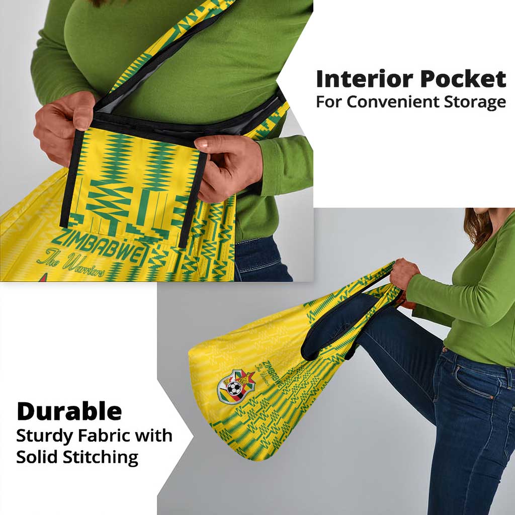 Zimbabwe Football Grocery Bag Come On Warriors - Kente Pattern - Wonder Print Shop