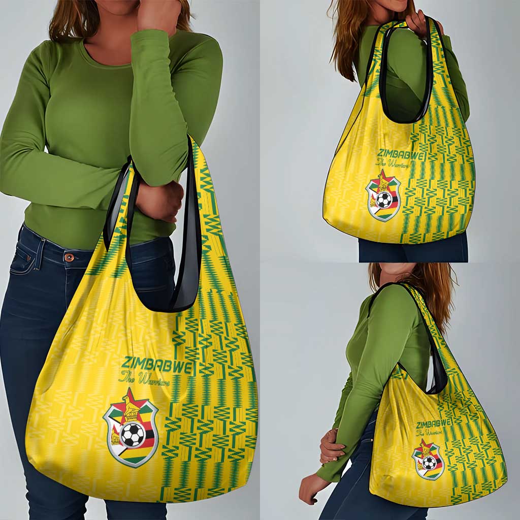 Zimbabwe Football Grocery Bag Come On Warriors - Kente Pattern - Wonder Print Shop