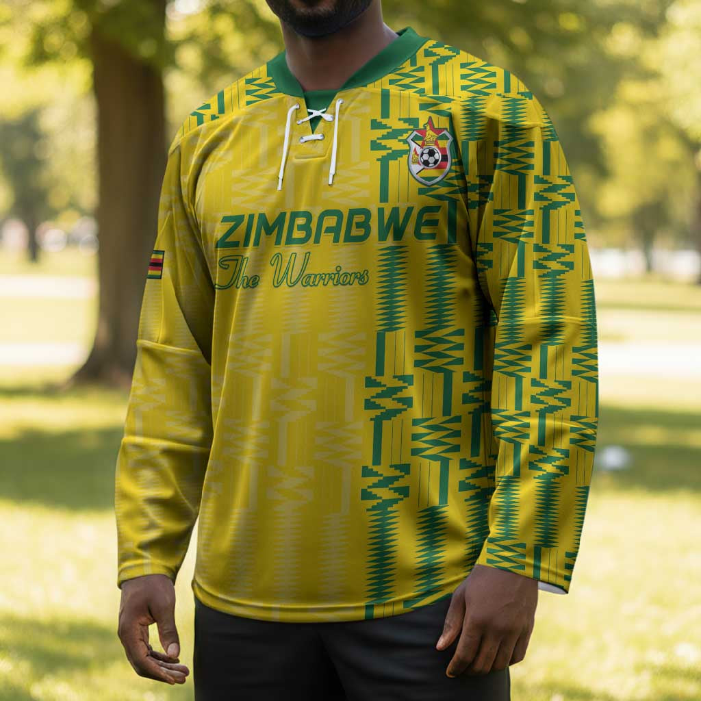 Custom Zimbabwe Football Hockey Jersey Come On Warriors - Kente Pattern - Wonder Print Shop