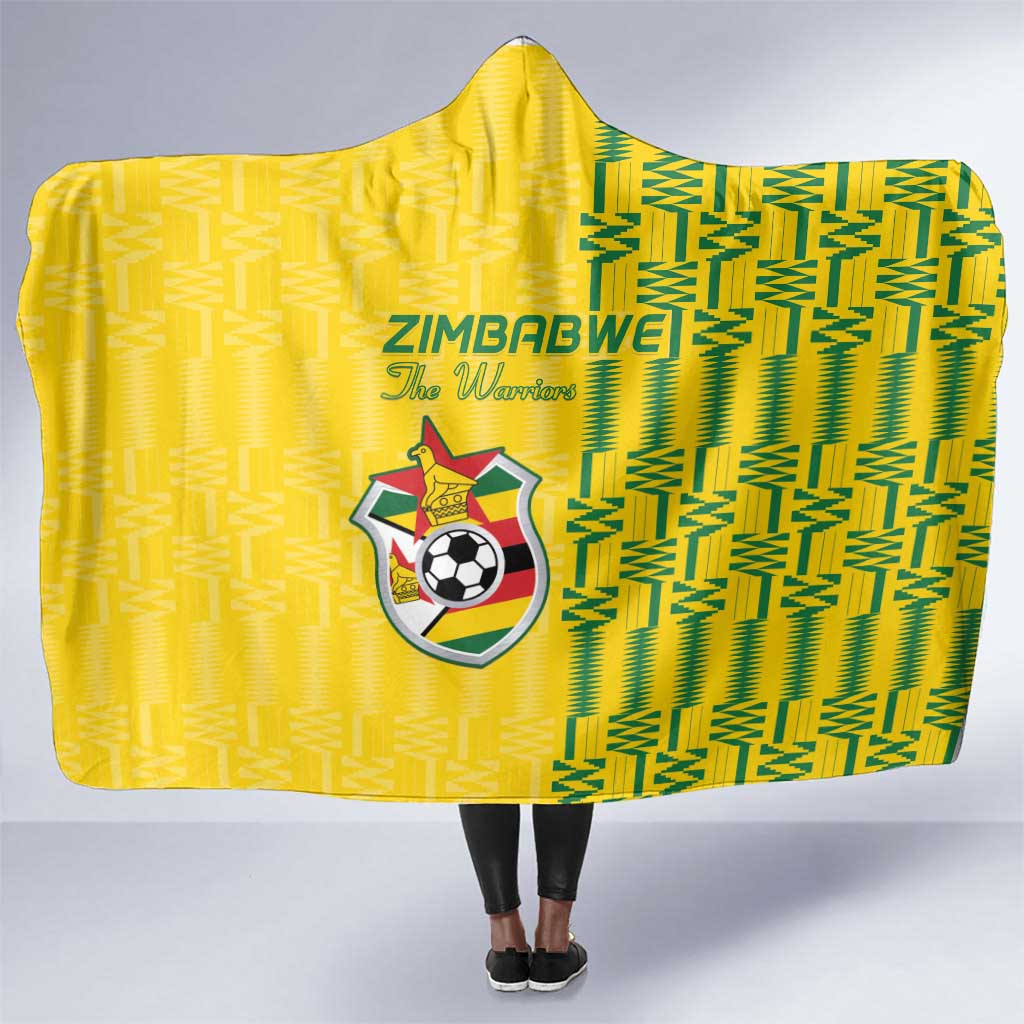 Zimbabwe Football Hooded Blanket Come On Warriors - Kente Pattern - Wonder Print Shop