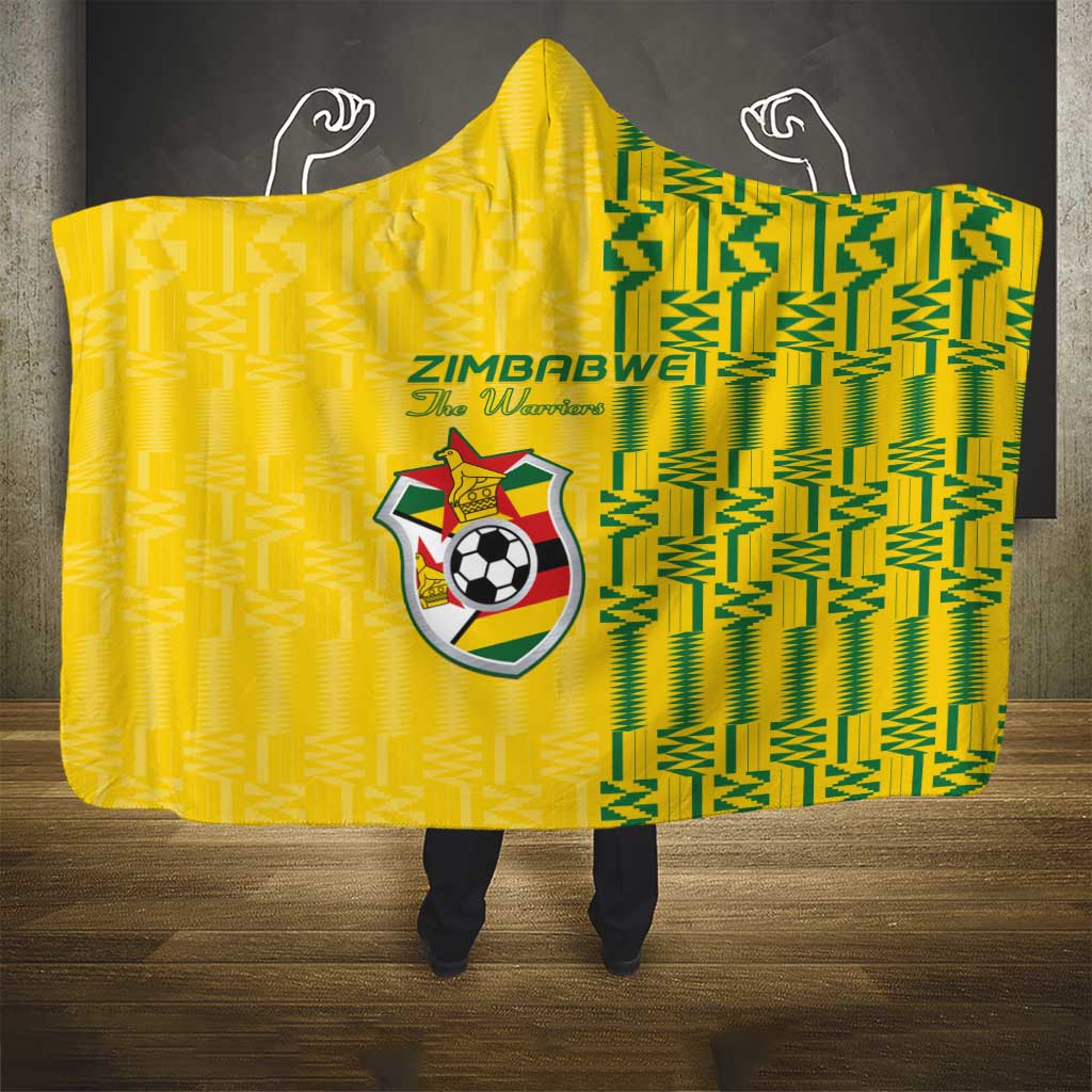 Zimbabwe Football Hooded Blanket Come On Warriors - Kente Pattern - Wonder Print Shop