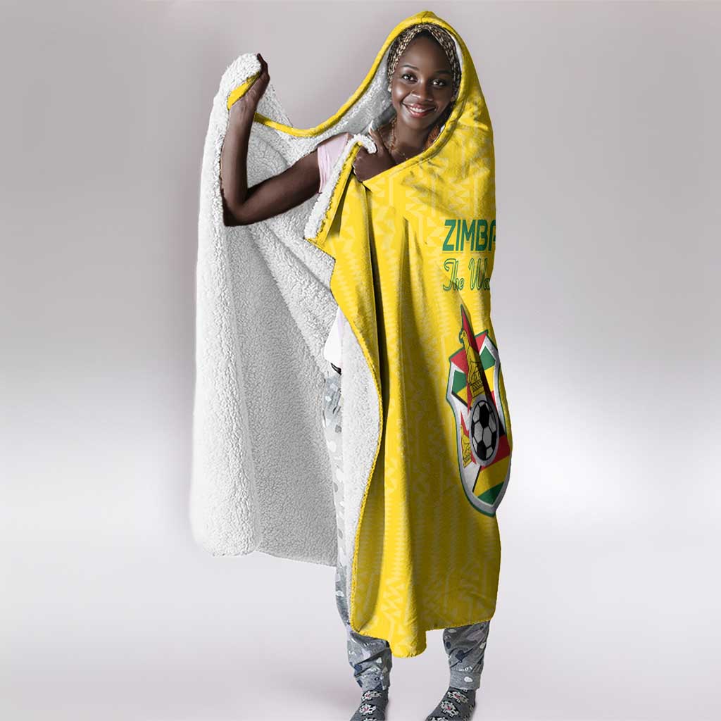 Zimbabwe Football Hooded Blanket Come On Warriors - Kente Pattern - Wonder Print Shop