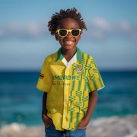 Custom Zimbabwe Football Kid Hawaiian Shirt Come On Warriors - Kente Pattern - Wonder Print Shop
