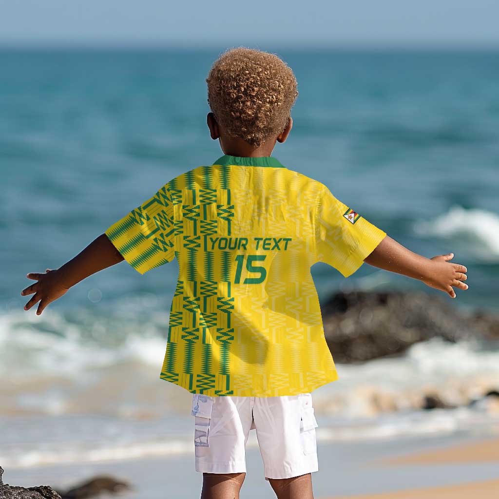 Custom Zimbabwe Football Kid Hawaiian Shirt Come On Warriors - Kente Pattern - Wonder Print Shop
