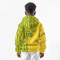 Custom Zimbabwe Football Kid Hoodie Come On Warriors - Kente Pattern - Wonder Print Shop