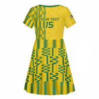 Custom Zimbabwe Football Kid Short Sleeve Dress Come On Warriors - Kente Pattern - Wonder Print Shop